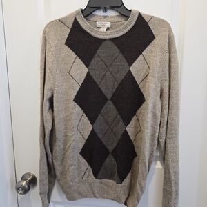 Dockers Men's Argyle Crewneck Sweater - Beige and Dark Brown
